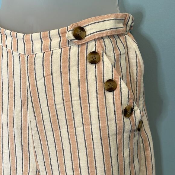 American Eagle Pants Striped Cotton Linen Wide Leg Pants - Picture 3 of 11